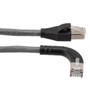 Ethernet Category 6a 10gig Right Angle Patch Cable, F/UTP Shielded, 26AWG, RJ45 Straight to Left, CMX PVC, Gray, 20.0 ft