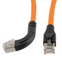 Ethernet Category 6a 10gig Right Angle Patch Cable, F/UTP Shielded, 26AWG, RJ45 Straight to Left, CMX PVC, Orange, 10.0 ft