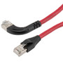 Ethernet Category 6a 10gig Right Angle Patch Cable, F/UTP Shielded, 26AWG, RJ45 Straight to Left, CMX PVC, Red, 20.0 ft