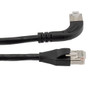 Ethernet Category 6a 10gig Right Angle Patch Cable, F/UTP Shielded, 26AWG, RJ45 Straight to Right, CMX PVC, Black, 2.0 ft