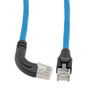 Ethernet Category 6a 10gig Right Angle Patch Cable, F/UTP Shielded, 26AWG, RJ45 Straight to Right, CMX PVC, Blue, 1.0 ft