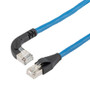 Ethernet Category 6a 10gig Right Angle Patch Cable, F/UTP Shielded, 26AWG, RJ45 Straight to Right, CMX PVC, Blue, 10.0 ft