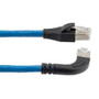 Ethernet Category 6a 10gig Right Angle Patch Cable, F/UTP Shielded, 26AWG, RJ45 Straight to Right, CMX PVC, Blue, 10.0 ft