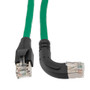 Ethernet Category 6a 10gig Right Angle Patch Cable, F/UTP Shielded, 26AWG, RJ45 Straight to Right, CMX PVC, Green, 2.0 ft