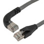 Ethernet Category 6a 10gig Right Angle Patch Cable, F/UTP Shielded, 26AWG, RJ45 Straight to Right, CMX PVC, Gray, 3.0 ft