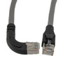Ethernet Category 6a 10gig Right Angle Patch Cable, F/UTP Shielded, 26AWG, RJ45 Straight to Right, CMX PVC, Gray, 3.0 ft