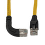 Ethernet Category 6a 10gig Right Angle Patch Cable, F/UTP Shielded, 26AWG, RJ45 Straight to Right, CMX PVC, Yellow, 20.0 ft