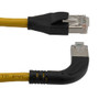 Ethernet Category 6a 10gig Right Angle Patch Cable, F/UTP Shielded, 26AWG, RJ45 Straight to Right, CMX PVC, Yellow, 3.0 ft