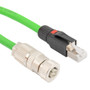 Profinet Type A Category 5e Cable IP67 M12 D-Code Female to RJ45 SF/UTP Double Shielded 22AWG Solid Industrial Outdoor PLTC TPE Green 0.5m