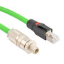 Profinet Type A Category 5e Cable IP67 M12 D-Code Male to RJ45 SF/UTP Double Shielded 22AWG Solid Industrial Outdoor PLTC TPE Green 3.0m