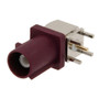 FAKRA Plug Right Angle Connector Solder Attachment Thru Hole PCB, Bordeaux Color