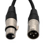 XLR Audio Cable, 3 Pin, Male To Female, High-Flex, 24AWG, PVC, Black, 15F