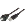 USB Cable, Waterproof Type B  Female - Standard Type A Male, 2.0m
