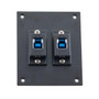 Universal Sub-Panel, with Two USB 3.0, B Type Female to A Type Female Couplers, ABS Housing, Black