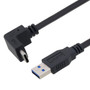 USB 3.0 Right Angle Cable Assembly, 90 Degree Up/Down Type C Male Plug to Straight Type A Male Plug, 32/26AWG, PVC, Black, 0.3M