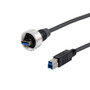 Waterproof USB 3.0 Cable Assembly, IP67 metal A Male to Standard B Male, 30/24AWG, PVC Jacket, Black, 1.5M
