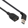 USB 2.0 Right Angle Extension Cable Assembly, A Female Jack to Left 90 Degree Angle A Male Plug, 28/24AWG, PVC, Black, 18 Inches