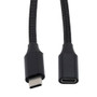 USB 3.1 Type C Cable Assembly, Male-to-Female, 10Gbps, 100W, 5A, 20V, Thunderbolt 3 Compatible, Black, Nylon Braid, 1M