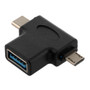 USB T Adapter, A Female to C Male/Micro Male