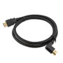 HDMI 2.0 90 degree Left Angle, M/M, Black PVC Shell with black nylon braid cable, Support 4K@60HZ, 3M
