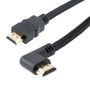 HDMI 2.0 90 degree Left Angle, M/M, Black PVC Shell with black nylon braid cable, Support 4K@60HZ, 1M