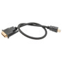 HDMI to DVI-D, Male to Male, 1080P, nylon braided cable, .5 Meter