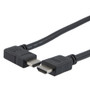 Premium Ultra High Speed HDMI Cable Supporting 8K60Hz and 48Gbps, Right Angle Left Male-Plug to Straight Male-Plug, PVC Jacket, Black, 0.5M