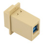 USB 3.0 Adapter Coupler Panel Mount ECF Flange Style Type 3, A Type Female to B Type Female, ABS Housing, Ivory