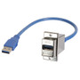 USB 3.0 Type A Coupler, Female Blkhd/Male, 0.5m