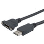 DisplayPort Digital Cable Assembly Supporting 16K and HDR as specified in DisplayPort 2.0, Male to Panel Mount Female, PVC, Black, 2M