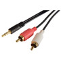 One 3.5mm Male (Stereo) to Two RCA Male Y cable, 3.0 ft