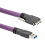 High Flex USB 3.0 Cable Assembly, A Male to Micro B Male w/ Machine Vision Thumbscrews, 28/26/22AWG, High Flex Rated TPE, Violet, 3.0M
