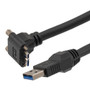 USB High Flex Drag Chain Cable, Type A Male Plug to Right Angle Up Micro Type B Male Plug, Vision Thumbscrews, VW-1 PVC, Black, 2.0m