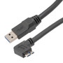 USB High Flex Drag Chain Cable, Type A Male Plug to Right Angle Right Micro Type B Male Plug, VW-1 PVC, Black, 1.0m