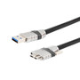 Ruggedized USB 3.0 Cable Assembly, A Male to Micro B Male with Die Cast Shells and Optional Vision Thumbscrews, 28/26/22AWG, PVC, BLK, 1.0M