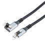 USB 3.2 Locking Cable, Type C Male Top Screw to Right Angle Top Screw Type C Male, 5V, 3A, 5 Gbps, Black Nylon Braid over PVC Jacket, 1M