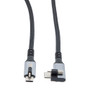USB 3.2 Locking Cable, Type C Male Top Screw to Right Angle Top Screw Type C Male, 5V, 3A, 5 Gbps, Black Nylon Braid over PVC Jacket, 1M