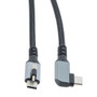 USB 3.2 Locking Cable, Type C Male Plug Top Screw to Right Angle Type C Male Plug, 5V, 3A, 5 Gbps, Black Nylon Braid over PVC Jacket, 1M