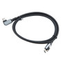 USB 3.2 Locking Cable, Type C Male Plug Top Screw to Right Angle Type C Male Plug, 5V, 3A, 5 Gbps, Black Nylon Braid over PVC Jacket, 1M
