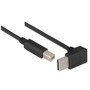 Right Angle USB cable, Up Angle A Male/ Straight B Male Black, 3.0m