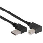 Right Angle USB Cable, Left Angle A Male/Right Angle B Male Black, 2.0m
