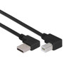 Right Angle USB Cable, Left Angle A Male/Left Angle B Male Black, 1.0m