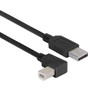 Right Angle USB Cable, Straight A Male / Right Angle B Male Black, 1.0m