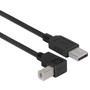 Right Angle USB Cable, Straight A Male/Down Angle B Male Black, 3.0m