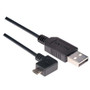 Angled USB cable, Straight A Male/ Angled Micro B Male, 2.0m