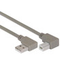 Right Angle USB Cable, Right Angle A Male/Left Angle B Male, 0.5m