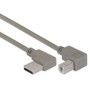 Right Angle USB Cable, Left Angle A Male/Down Angle B Male, 1.0m