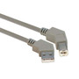 45 Degree USB Cable, 45 Degree Right Angle A Male / 45 Degree Right Angled B Male, 1.0 m