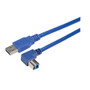 USB 3.0 Right Angle Cable Assembly - Up Angle B - Straight A Connectors 2 Meters
