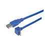 USB 3.0 Right Angle Cable Assembly - Down Angle Micro B - Straight A Connectors 0.5 Meters